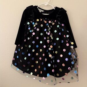Pippa & Julie Black Toddler Dress with Colorful Polka Dots
